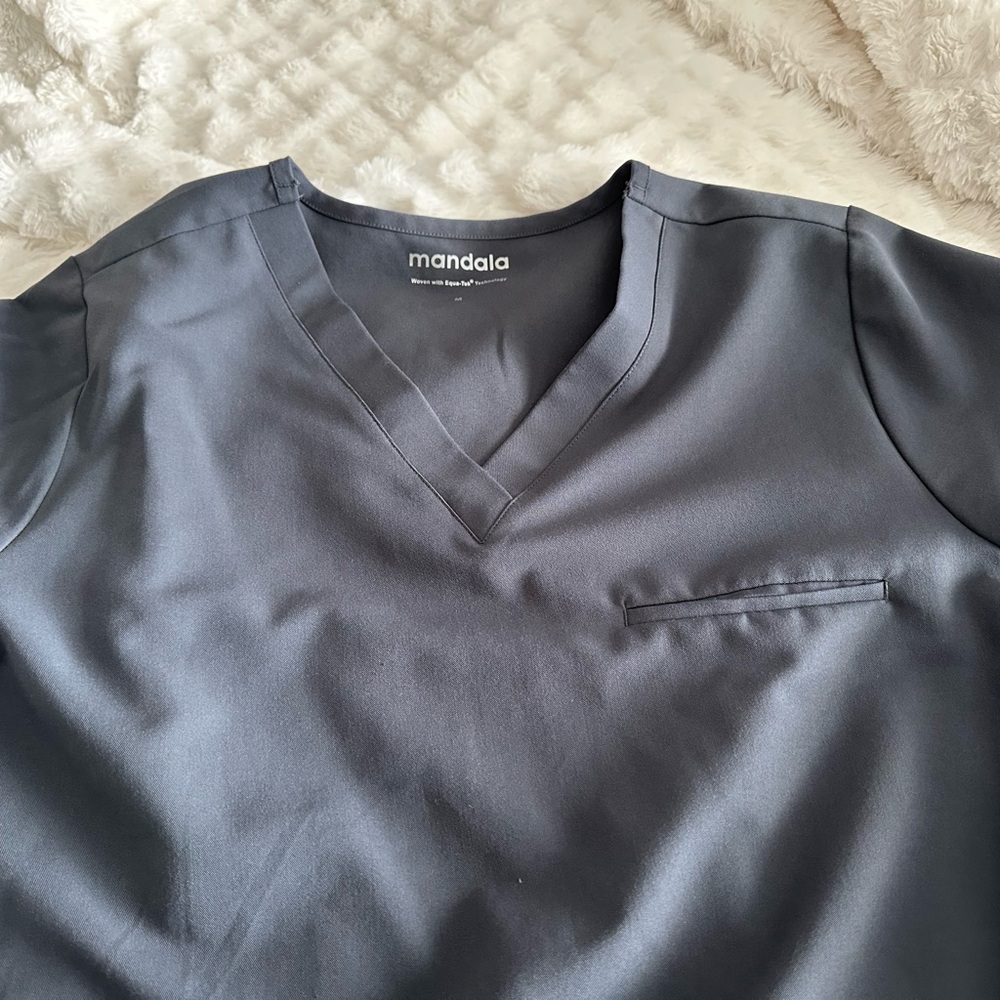Mandala Gray V-Neck Scrub Top